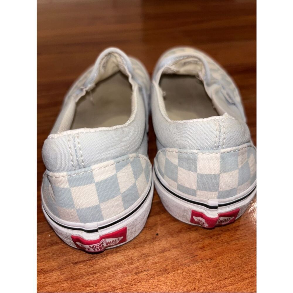 Vans Slip-On Checkerboard Sneakers - Light Blue & White Mens size 6 - Picture 9 of 9